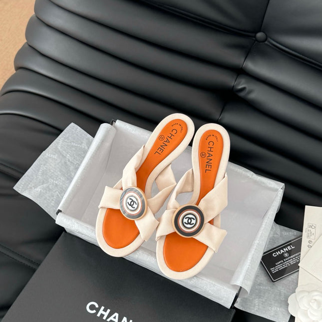 VIVID ORANGE FABRIC CC SLIDE SANDALS