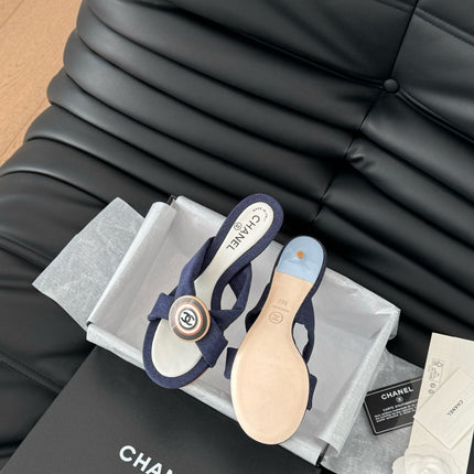 NAVY BLUE FABRIC CC SLIDE SANDALS