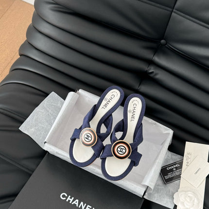 NAVY BLUE FABRIC CC SLIDE SANDALS