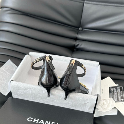 MID-HEEL 35 MM SANDAL IN BLACK SHEEPSKIN WITH STICKERS