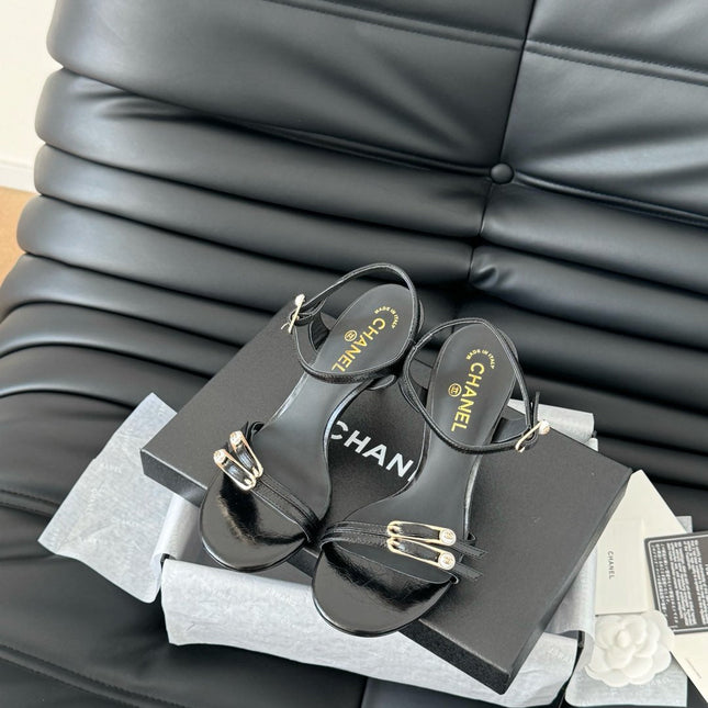 HIGH HEEL 75 MM SANDAL IN BLACK SHEEPSKIN