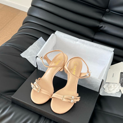HIGH HEEL 75 MM SANDAL IN NUDE TAN SHEEPSKIN