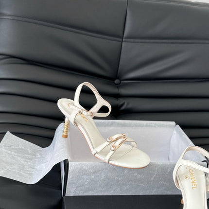 HIGH HEEL 75 MM SANDAL IN WHITE SHEEPSKIN