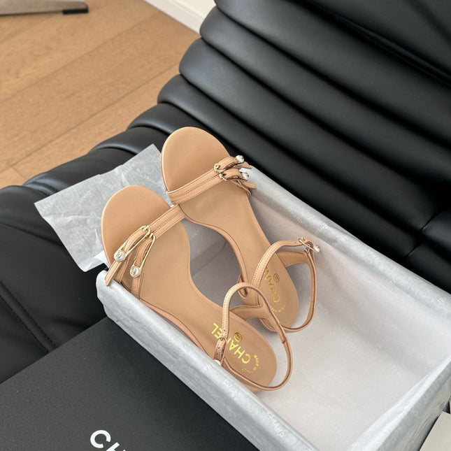 MID-HEEL 35 MM SANDAL IN NUDE TAN SHEEPSKIN