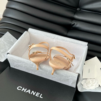 MID-HEEL 35 MM SANDAL IN NUDE TAN SHEEPSKIN