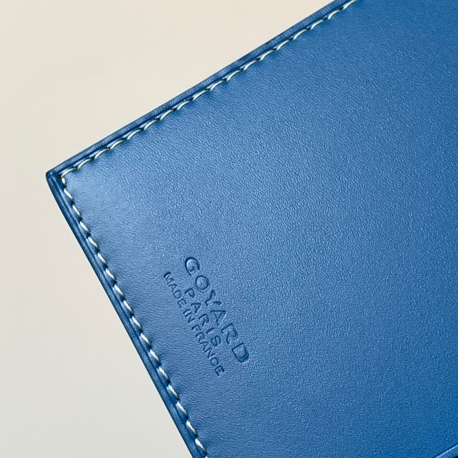 RICHELIEU CHECKBOOK WALLET 19 IN SAPPHIRE BLUE GOYARDINE CANVAS AND CALFSKIN