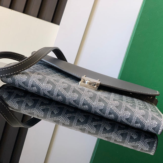 CHYPRE WALLET-POUCH 21 IN GRAY GOYARDINE CANVAS AND CALFSKIN