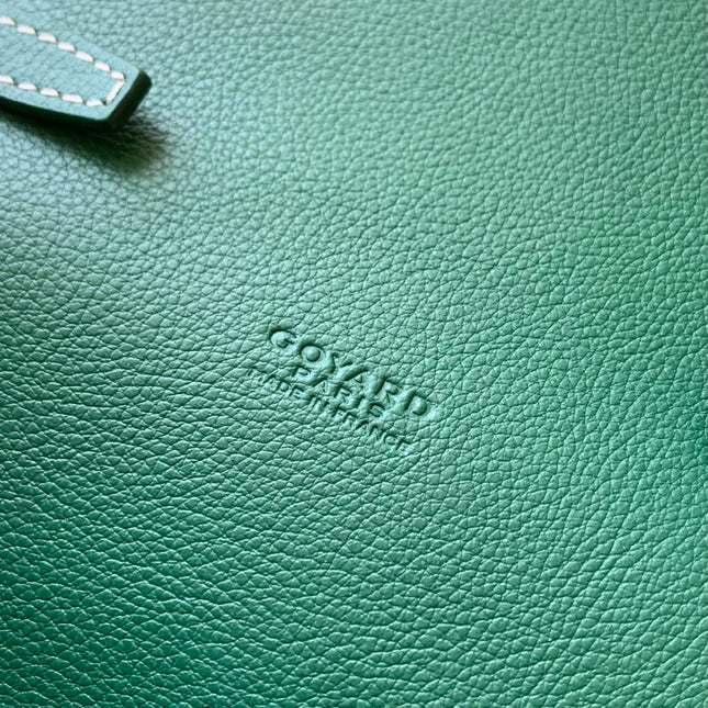 CHYPRE WALLET-POUCH 21 IN GREEN GOYARDINE CANVAS AND CALFSKIN