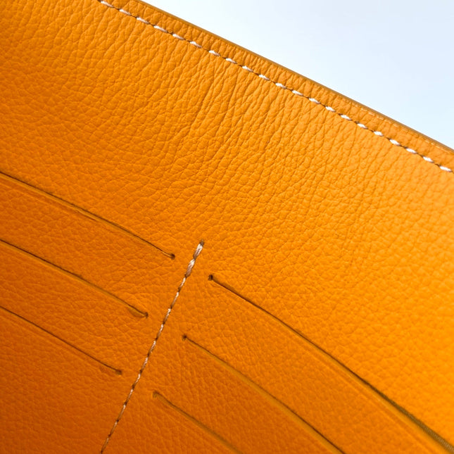 CHYPRE WALLET-POUCH 21 IN YELLOW GOYARDINE CANVAS AND CALFSKIN