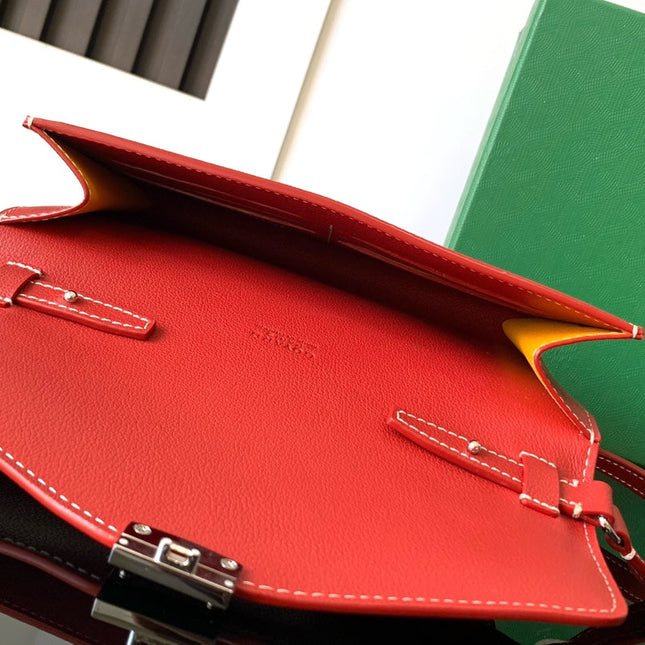 CHYPRE WALLET-POUCH 21 IN CLASSIC RED GOYARDINE CANVAS AND CALFSKIN