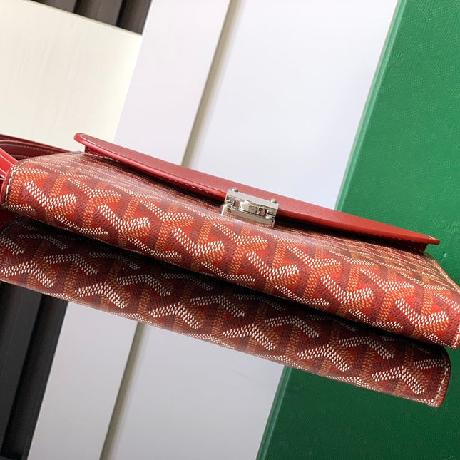 CHYPRE WALLET-POUCH 21 IN CLASSIC RED GOYARDINE CANVAS AND CALFSKIN