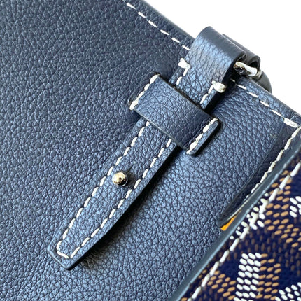 CHYPRE WALLET-POUCH 21 IN NAVY BLUE GOYARDINE CANVAS AND CALFSKIN