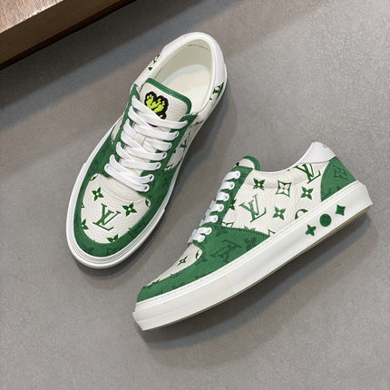LV MONOGRAM GREEN AND WHITE SNEAKERS