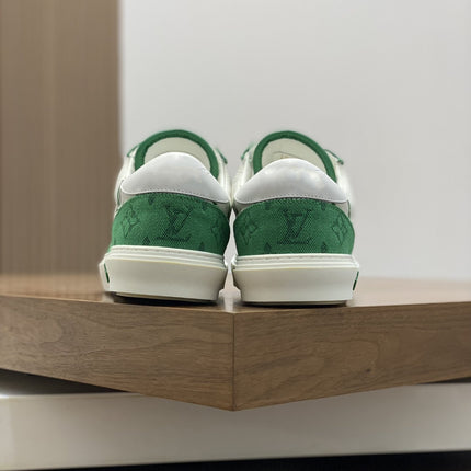 LV MONOGRAM GREEN AND WHITE SNEAKERS