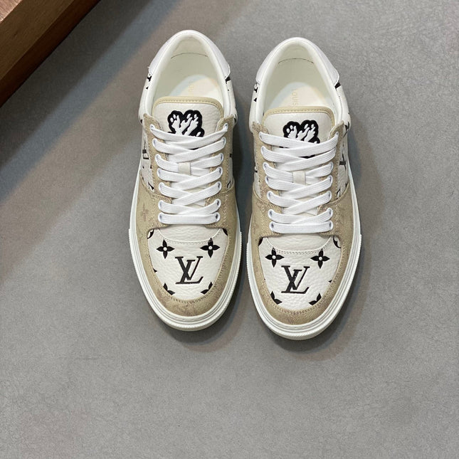 LV MONOGRAM BEIGE AND WHITE SNEAKERS