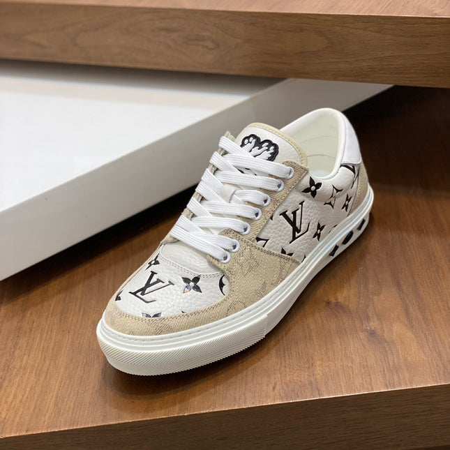 LV MONOGRAM BEIGE AND WHITE SNEAKERS