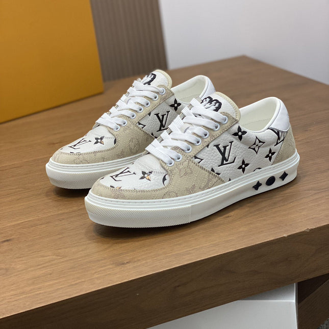 LV MONOGRAM BEIGE AND WHITE SNEAKERS