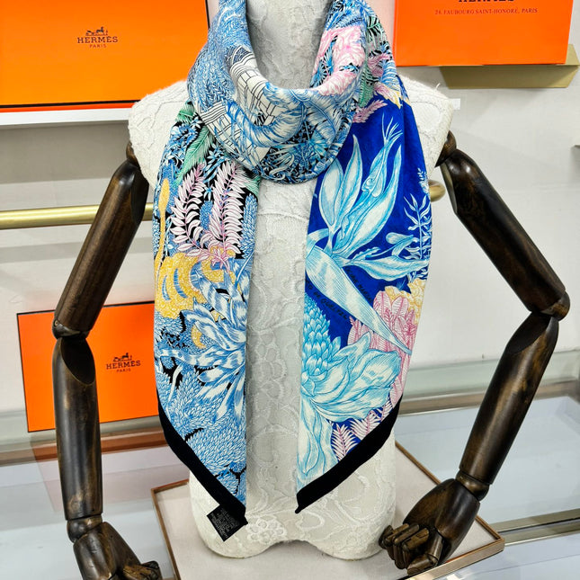 FAUBOURG TROPICAL SHAWL 140 CM IN COLORFUL CASHMERE AND SILK 379770