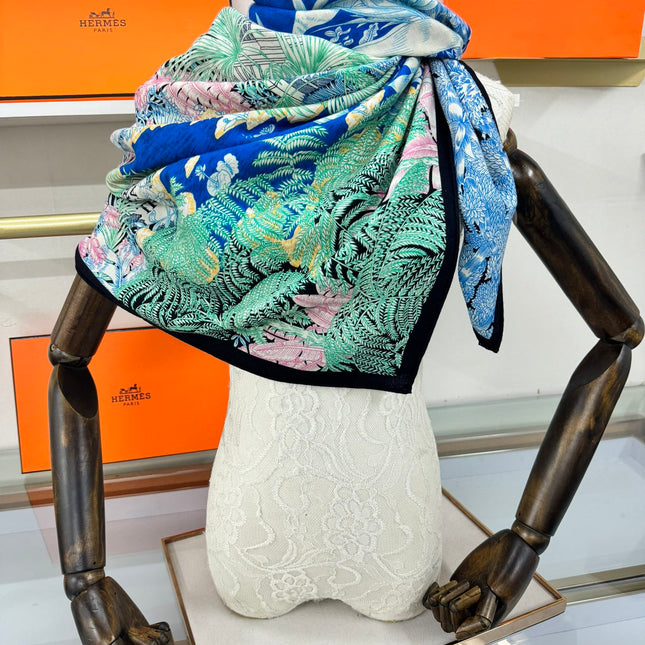FAUBOURG TROPICAL SHAWL 140 CM IN COLORFUL CASHMERE AND SILK 379770