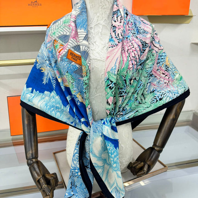 FAUBOURG TROPICAL SHAWL 140 CM IN COLORFUL CASHMERE AND SILK 379770