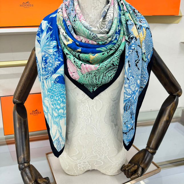 FAUBOURG TROPICAL SHAWL 140 CM IN COLORFUL CASHMERE AND SILK 379770