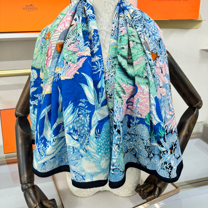 FAUBOURG TROPICAL SHAWL 140 CM IN COLORFUL CASHMERE AND SILK 379770