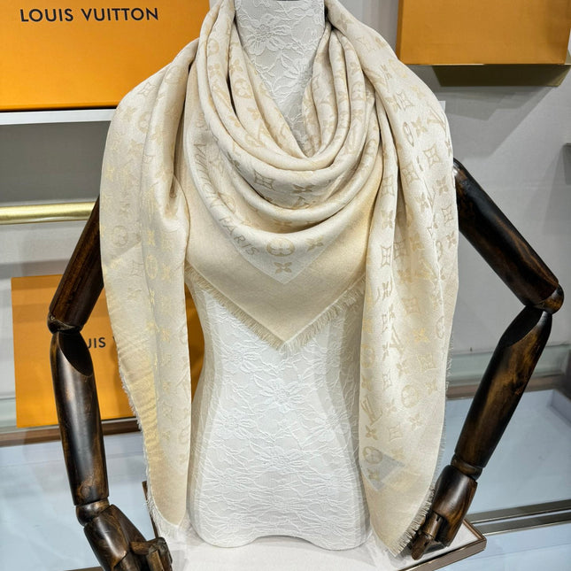 LV SCARF 140 CM IN WOOL MIX SILK 693013