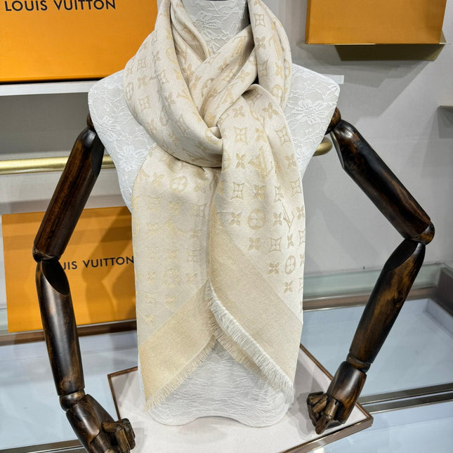 LV SCARF 140 CM IN WOOL MIX SILK 693013