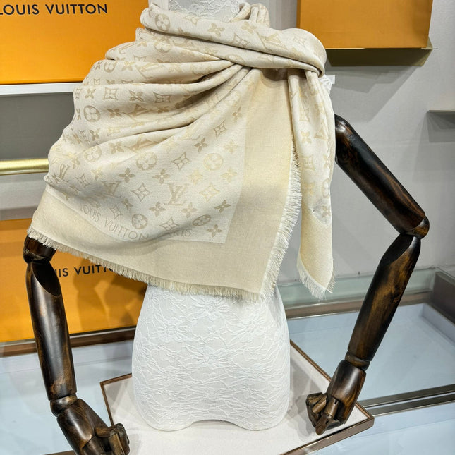 LV SCARF 140 CM IN WOOL MIX SILK 693013