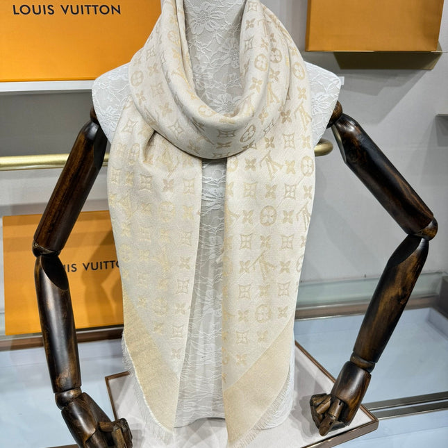 LV SCARF 140 CM IN WOOL MIX SILK 693013