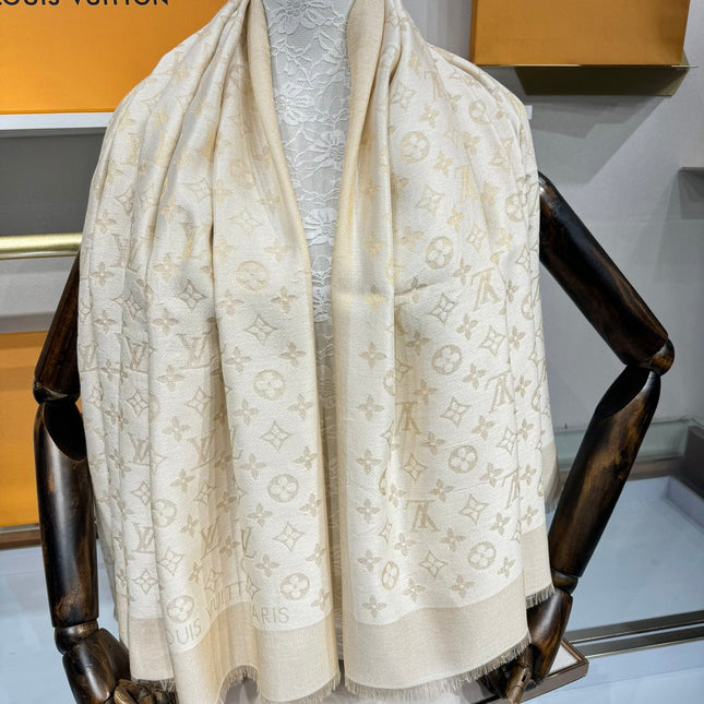 LV SCARF 140 CM IN WOOL MIX SILK 693013
