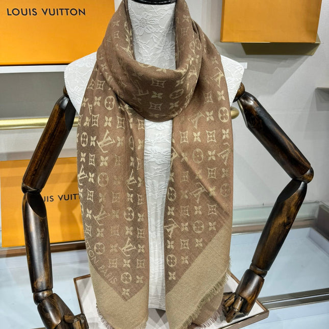 LV SCARF 140 CM IN WOOL MIX SILK 693014
