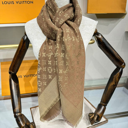 LV SCARF 140 CM IN WOOL MIX SILK 693014