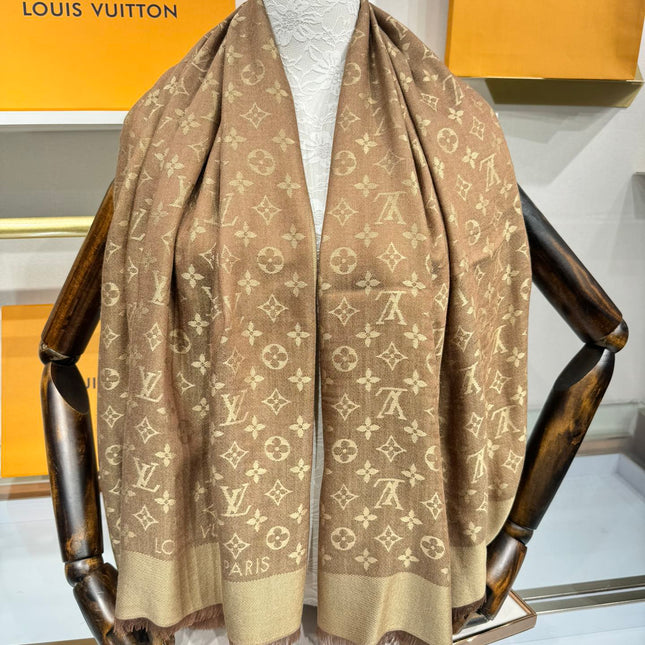 LV SCARF 140 CM IN WOOL MIX SILK 693014