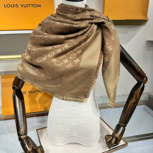 LV SCARF 140 CM IN WOOL MIX SILK 693014