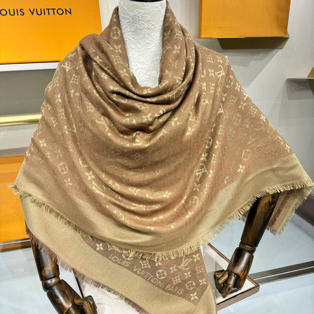 LV SCARF 140 CM IN WOOL MIX SILK 693014