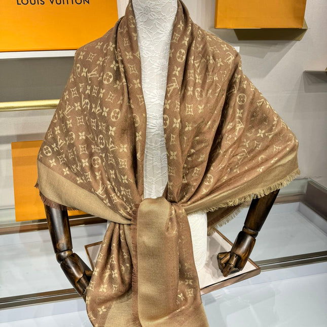 LV SCARF 140 CM IN WOOL MIX SILK 693014