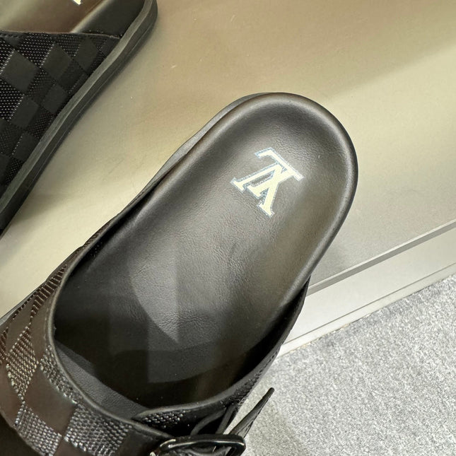 LV DAD SANDAL BLACK DAMIER CALFSKIN