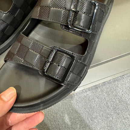 LV DAD SANDAL BLACK DAMIER CALFSKIN