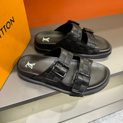 LV DAD SANDAL BLACK DAMIER CALFSKIN