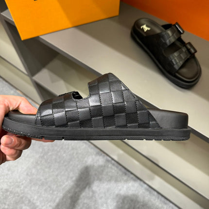 LV DAD SANDAL BLACK DAMIER CALFSKIN
