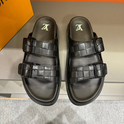 LV DAD SANDAL BLACK DAMIER CALFSKIN