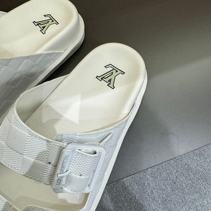 LV DAD SANDAL WHITE DAMIER CALFSKIN