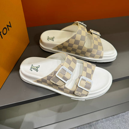 LV DAD SANDAL BEIGE CREAM DAMIER CALFSKIN