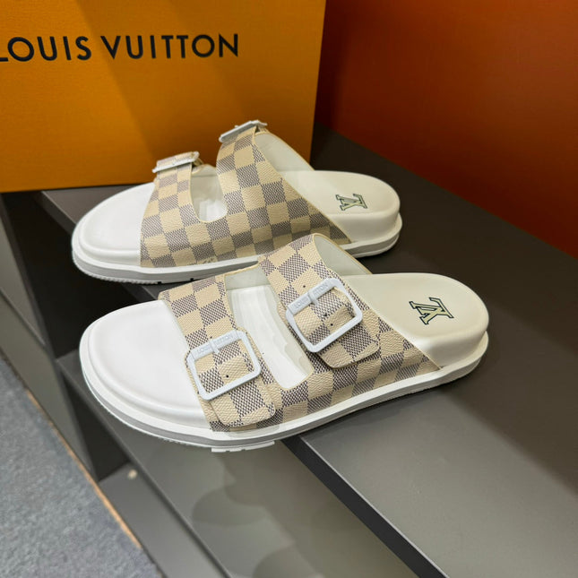 LV DAD SANDAL BEIGE CREAM DAMIER CALFSKIN