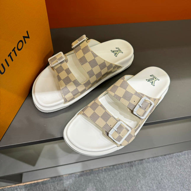 LV DAD SANDAL BEIGE CREAM DAMIER CALFSKIN