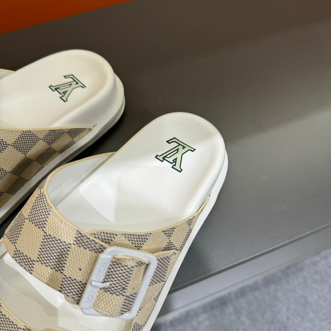 LV DAD SANDAL BEIGE CREAM DAMIER CALFSKIN