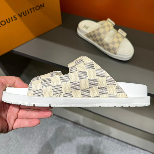 LV DAD SANDAL BEIGE CREAM DAMIER CALFSKIN