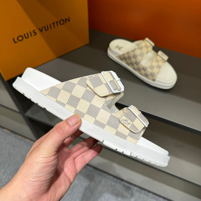LV DAD SANDAL BEIGE CREAM DAMIER CALFSKIN