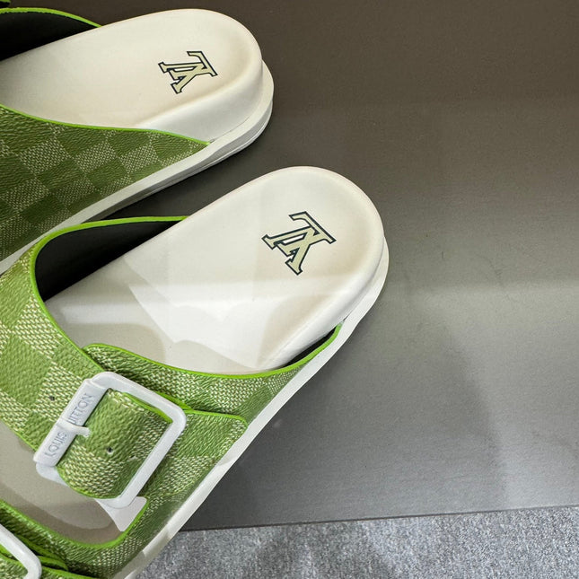 LV DAD SANDAL PEAR GREEN DAMIER CALFSKIN